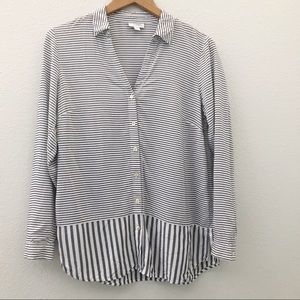 J.Jill Rayon striped button down shirt small